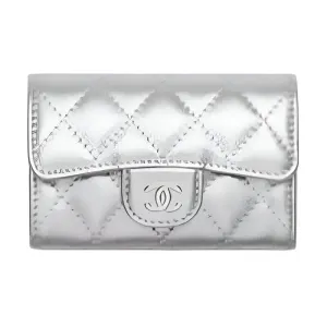 CHANEL Кардхолдер Grain Calfskin & Metal Women's Silver
