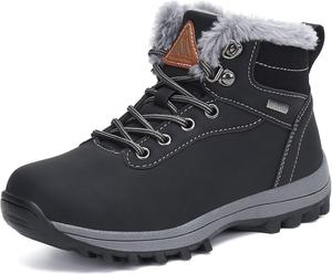 Детские зимние ботинки Mishansha для мальчиков и девочек, водонепроницаемые, походные, с теплой меховой подкладкой для холодной погоды, для прогулок на улице, Night Black