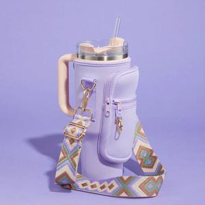 Сумка-переноска для стаканов с ацтекским принтом на ремне через плечо FASHNZFAB, лавандовый