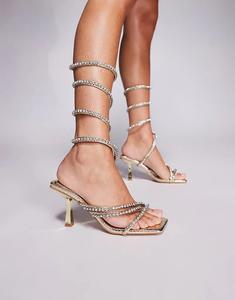 Туфли SIMMI Shoes Freesia со спиралью и имитацией змеиного принта на среднем каблуке золотистого цвета