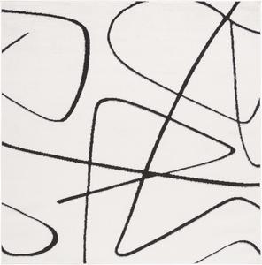 Ковер SAFAVIEH, 244 x 244 см, Melody Collection, Ivory/Black, геометрический рисунок, идеален для помещений с высокой проходимостью в гостиной, спальне, столовой (MEL120A)