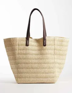 Соломенная большая сумка-тоут с ручками из искусственной кожи ASOS DESIGN