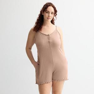 Пижамный ромпер с рубчиком Plus size Sonoma Goods For Life, Warm Taupe