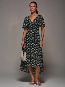 Шифоновое миди-платье с коротким рукавом и цветочным принтом Jolie Moi