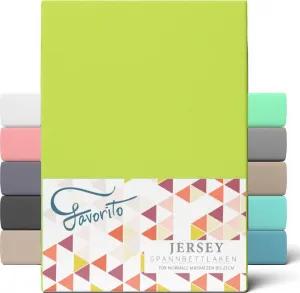 Простыня на резинке Favorito Jersey Apple Green 140x200 см - 160x200 см etérea home GmbH