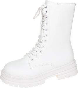 Женские ботфорты ZDLJYL с комфортным массивным каблуком, круглым носком, боковой молнией, модные с шнуровкой, сапоги для верховой езды, D-White