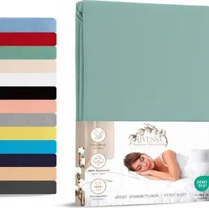 Простыня на резинке джерси 200х200 см 100% хлопок Аква livessa