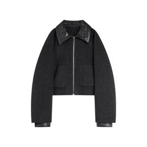 ELLE Пальто женское Black Lapel Moderate Straight Fit