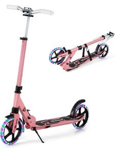 COSTWAY Детский складной самокат с подсветкой, розовый