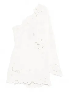 Короткое одно-плечевое платье с цветочным принтом Marlena Cult Gaia, белый