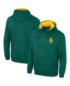 Мужская зеленая толстовка Baylor Bears Half-Zip с капюшоном Colosseum