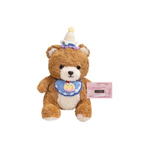 Мягкая плюшевая кукла Birthday Hat Bib Bear Warrior высотой 30 см PUDOWRABBIT