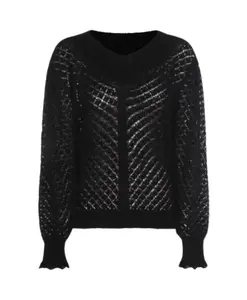 Черный ребристый вязаный свитер Twinset, черный