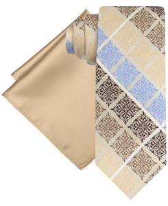 Мужской галстук с медальоном и однотонный нагрудный платок Steve Harvey, Ecru