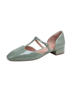 CORALEE | Двухкомпонентные кожаные туфли на низком каблуке с Т-образным ремешком Linea Paolo, зеленый