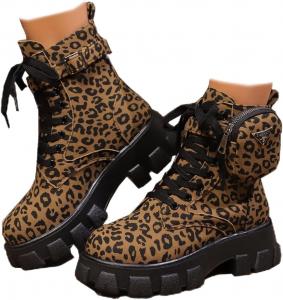 Generic Женские ботильоны с леопардовым принтом, тиснением, с металлической внутренней застежкой-молнией, ботинки Челси