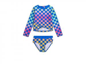 Детский комплект одежды для плавания Appaman Oceana Rash Guard Set, синий, в клетку, эластичный, RED346