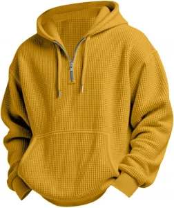 Мужская худи на молнии свободного кроя с вафельной вязкой