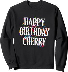 С днем рождения! Чернила! Яркая толстовка для девочек, черная Happy Birthday Cherry