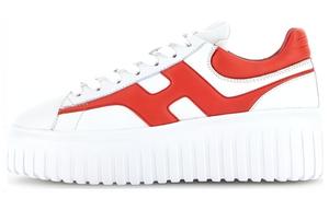 Hogan Низкие скейтбордистские кроссовки H Stripes с увеличенной высотой, унисекс, белый с красными полосками