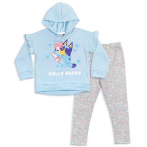 Комплект одежды для девочек: флисовая толстовка и леггинсы Bluey, Light blue / grey