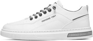 Мужская повседневная обувь из кожи, корейский стиль, модные кроссовки, легкие и комфортные лоферы, туфли для бизнеса и повседневной носки Qacksv, белый