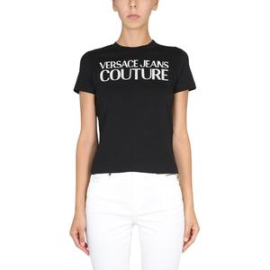 Футболка из хлопка с логотипом VERSACE JEANS COUTURE, черный