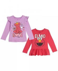 Комплект из 2 футболок Elmo Girls для младенцев Sesame Street, мультиколор