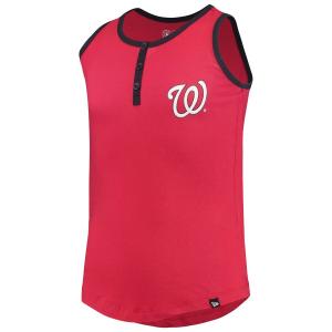 Красная майка Henley для девочек и молодежи New Era Washington Nationals New Era