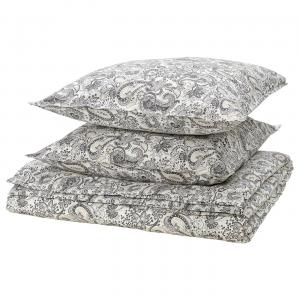 Комплект постельного белья, 3 предмета, серый/белый, 240х220/80х80 см, RODGERSIA IKEA