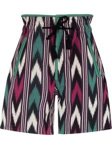 Marant Étoile шорты с завышенной талией и принтом зигзаг, нейтральный цвет