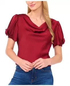 Женский топ с воротником-хомут и короткими рукавами CeCe, фиолетовый