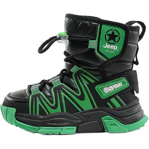 Низкие детские зимние ботинки Jeep черно-зеленые