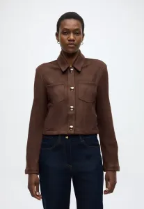 Рубашка из веганской замши lorenzo, блузка на пуговицах Bardot, Chocolate