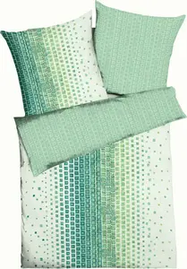 Комплект постельного белья JACK by Kaeppel Premium из двух предметов, сирсакер, цвет: кислородный нефрит, квадратный, градиентный, зеленый с оттенком белого, размер: 155 x 220 см Jack