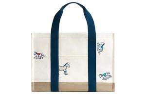 HERMES Хлопковая сумка из парусины Сумка для подгузников Тотбэг Покупная сумка Женская сумка бело-морская синяя