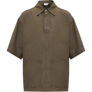 Футболка поло джиновая с коротким рукавом и вышитым логотипом Alexander McQueen, умбра