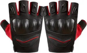 Летние мотоциклетные перчатки без пальцев, нескользящая, из влагоотводящей ткани, подходят для всех сезонов, red black