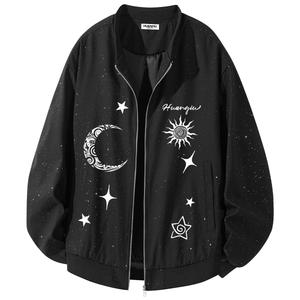 HUANQIU Куртка Unisex Black Baseball Collar Moderate