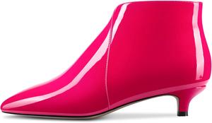 Женские ботильоны Aachcol с коротким голенищем, заостренным носком, низким каблуком-кисочкой с молнией, деловая обувь высотой 3,8 см, Magenta, Vermelho, C