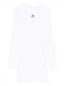 Платье с круглым вырезом и длинными рукавами Marine Serre, белый