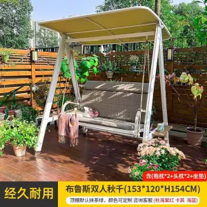 Садовые качели Green Water «Брюс» для двоих, 153х120х154 см, матрас-сиденье+подушки+подголовники, бежевый