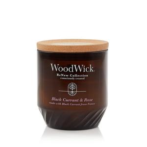Свеча WoodWick ReNew, черная смородина и роза, средняя банка, белый