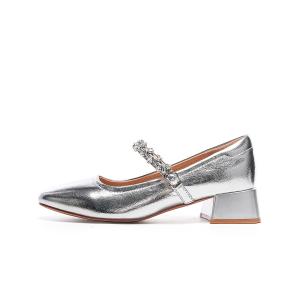 EBLAN Мэри Джейн туфли женские бежево-серебристые, цвет Silver