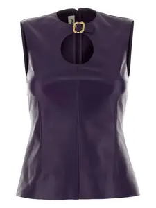 Кожаный топ с вырезами Miu Miu, фиолетовый