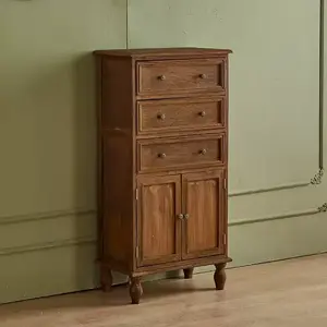 Yu Senyi Комод для гостиной из массива дерева в американском стиле, с дверцами, цвет кофе, полностью собран