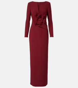 Платье из крепа с цветочной аппликацией Roland Mouret, Maroon