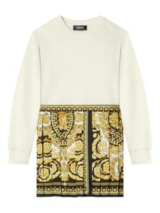 Versace Kids платье-свитер с принтом Barocco, белый