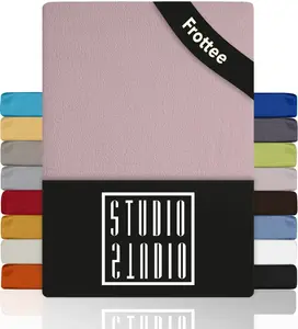 Простыня на резинке Basic Terry 160 x 200 см, хлопок, мягкая и уютная, фирменного качества, для всех стандартных матрасов высотой до 25 см - розовый STUDIO