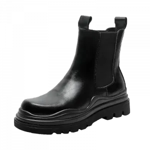 Bellum Han Мужские черные кожаные ботинки челси с подкладкой из черного флиса, цвет Black Fleece-Lined